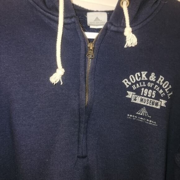 ROCK N ROLL HALL OF FAME 1/2 zip pullover hoodie Adult small preowned - Picture 3 of 10